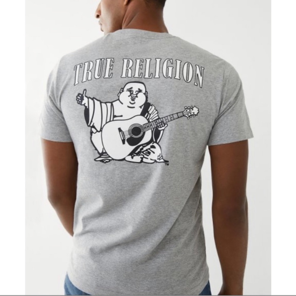 True Religion Grey Graphic Buddha Guitar Tee
